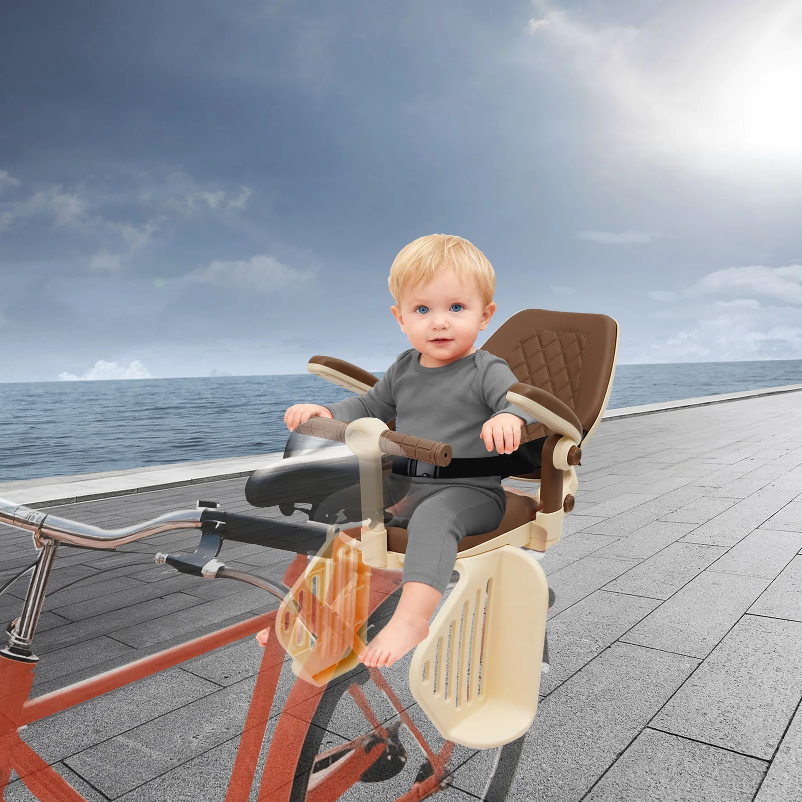 Детское сиденье для велосипеда Milky Coffee, высококлассная губка Pa&Sponge, заднее детское сиденье для велосипеда, детское сиденье емкостью 110,23 фунта для горного велосипеда