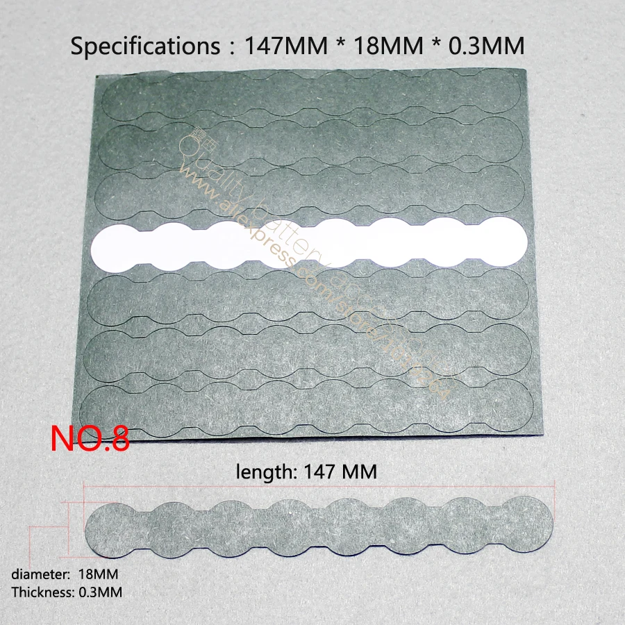 100pcs/lot 18650 lithium battery insulation pad group barley paper positive and negative hollow hollow shell paper 1 ~ 8 joint