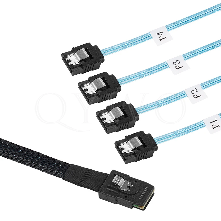 SAS SATA Cable Mini-SAS SFF-8087 To 4 SATA 7PIN Cable Mini SAS 36P To 4 SATA Cable 12Gbps 50cm 100cm Hard Drive Data