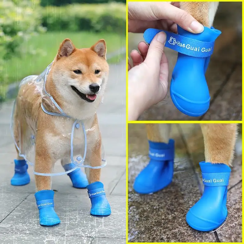 

Dog Shoes Soft Silicone Pet Rain Shoes For Small Medium Dogs Cats Waterproof Rain Boots Rubber Boots Durable Shoes Dog Supplies