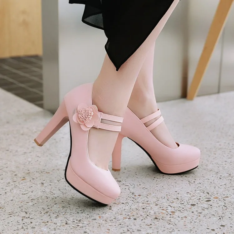 Big Size 11 12 13 14 15 16 17ladies high heels women shoes woman pumps Package the heel Package toes Shallow mouth flowers