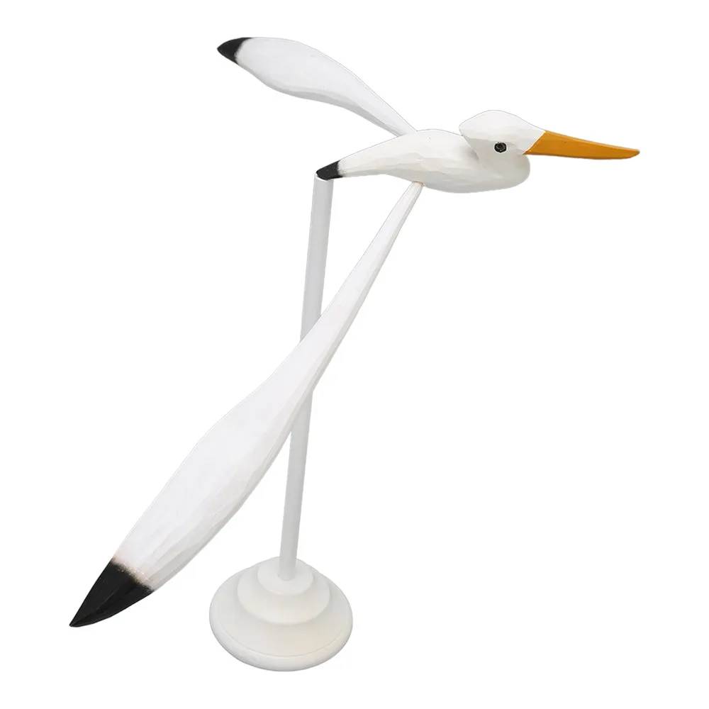 5pcs White Seagull Statue Balancing Wood Stable Base Seabird Figurine Decorative Desktop Ornament Nautical Sculpture For Office