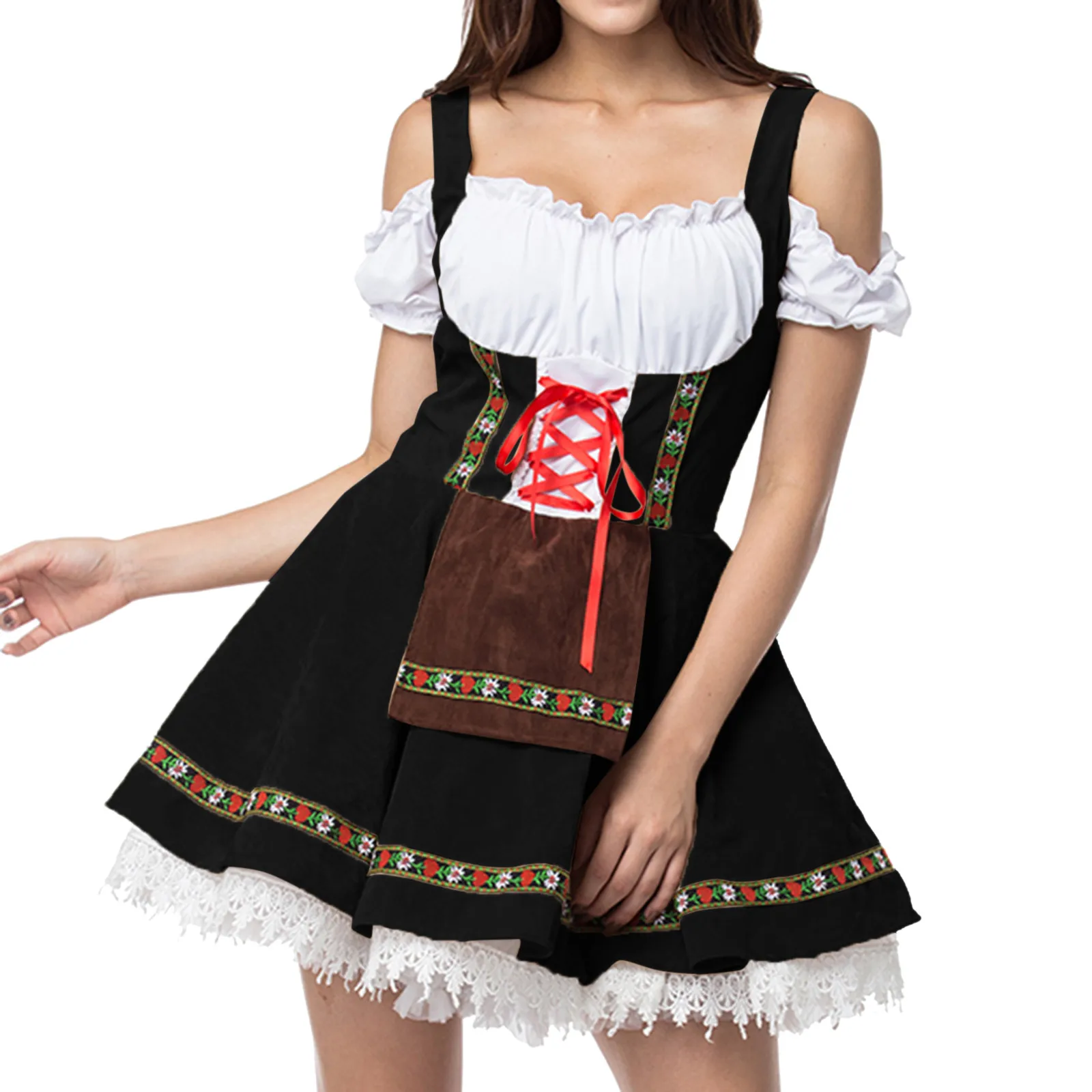 Medieval Costume For Womens Trumpet Sleeve Irish Shirt Dress With Corset Traditional Dress Cosplay Gothic Retro Corset Vestido