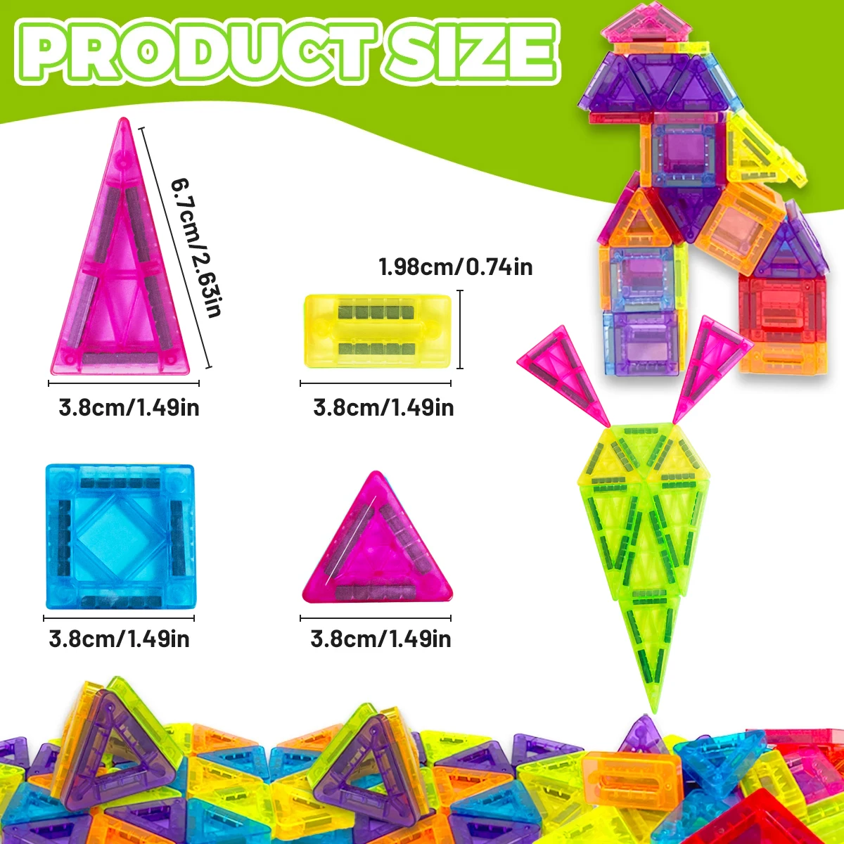 Magnetfliesen-Magnet-Erweiterungsset, Bausteine, Bau-STEM-Starter-Set für Kinder ab 3 Jahren, Jungen und Mädchen