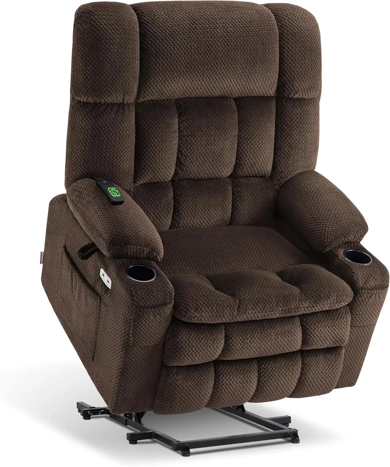 Large Dual Motor Power Lift Recliner Chair Sofa with Massage and Heat for Big Elderly People, Infinite Position, USB Ports, Fabr