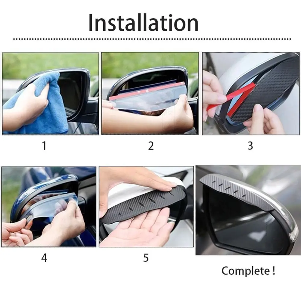 Accessories Rain Guard Anti-reflective Carbon Fiber Car Sun Visor Car Rain Eyebrow Rearview Mirror Visor Rain Cover