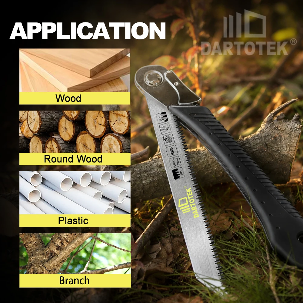 DARTOTEK 1/3Pcs 11 Inch Folding Saw SK5 Steel Folding Camping Saw 7TPI For Tree Trimming Wood Pruning Branch Gardening