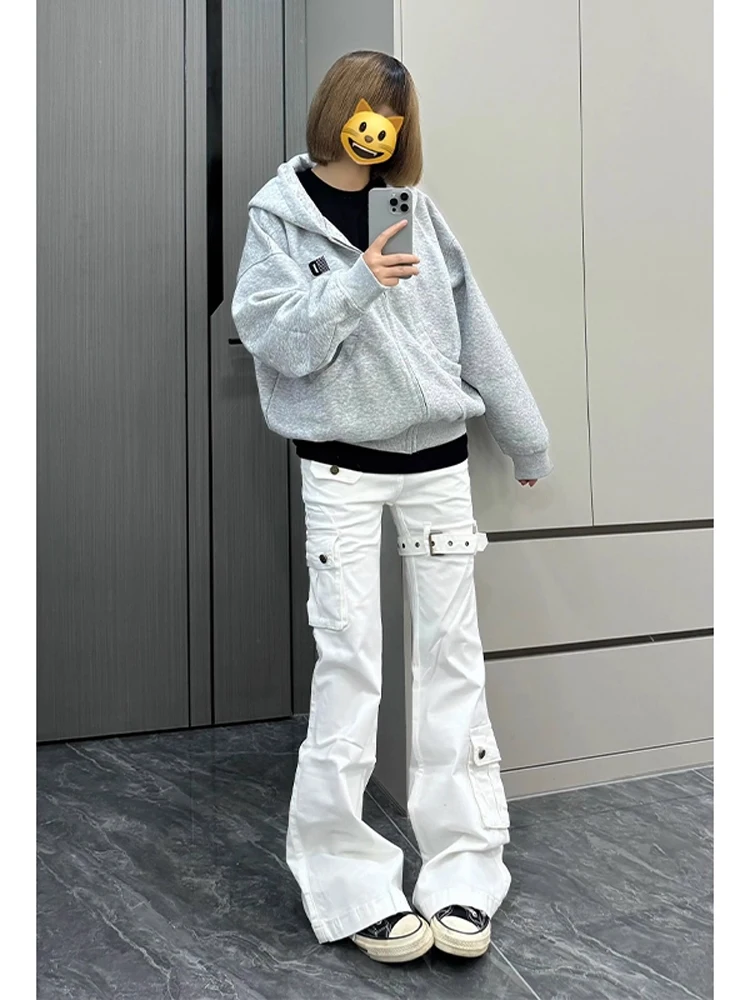 

Мужские джинсы White Belted Vibe, прямые, в стиле High Street Cleanfit, американские, для работы, осенние, молодежные, повседневные