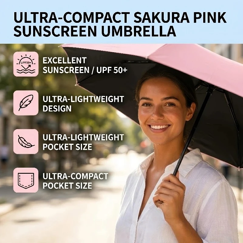 Mini Paraguas De Bolsillo Para Lluvia, Sombrilla Plegable De Vinilo Con Protección Ultravioleta UV, Parasol De Bolsillo, Cápsula