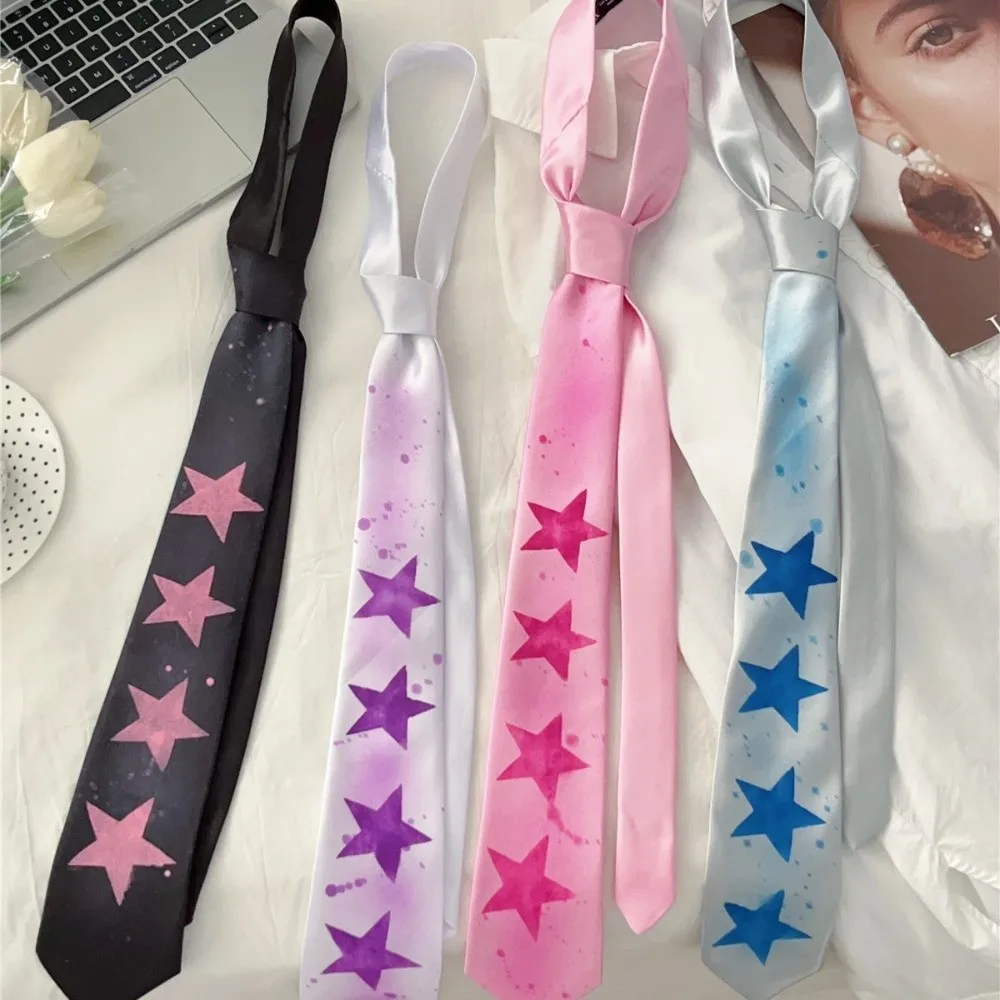 Cravate étoile décontractée Y2K, douce, réglable, brillante, douce et étroite, unisexe, accessoires de costume