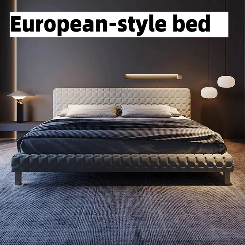 

180x200cm Modern Double Bed Luxury Queen Wooden King Size Marriage Bed Twin Decor Frame Headboard Cloth Tatami House Decoration