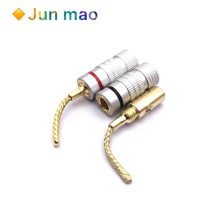 1set Banana plug copper wire braided wire gold plated audio amplifier wiring plug pin speaker plug