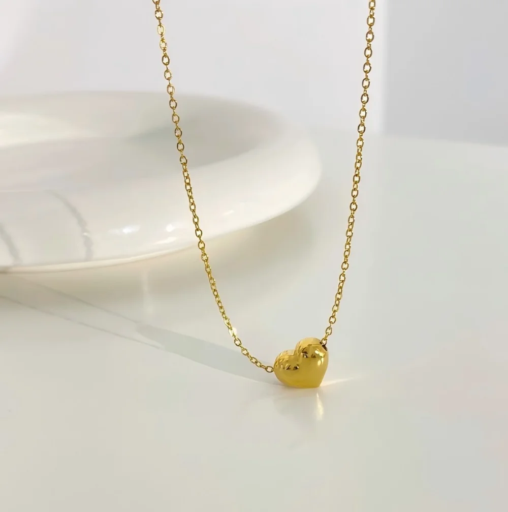 Modische Minimalistische 316L Edelstahl Herzförmige Anhänger-Halskette 18k Vergoldeter Charm-Schmuck Geschenk für Frauen – Detail 5