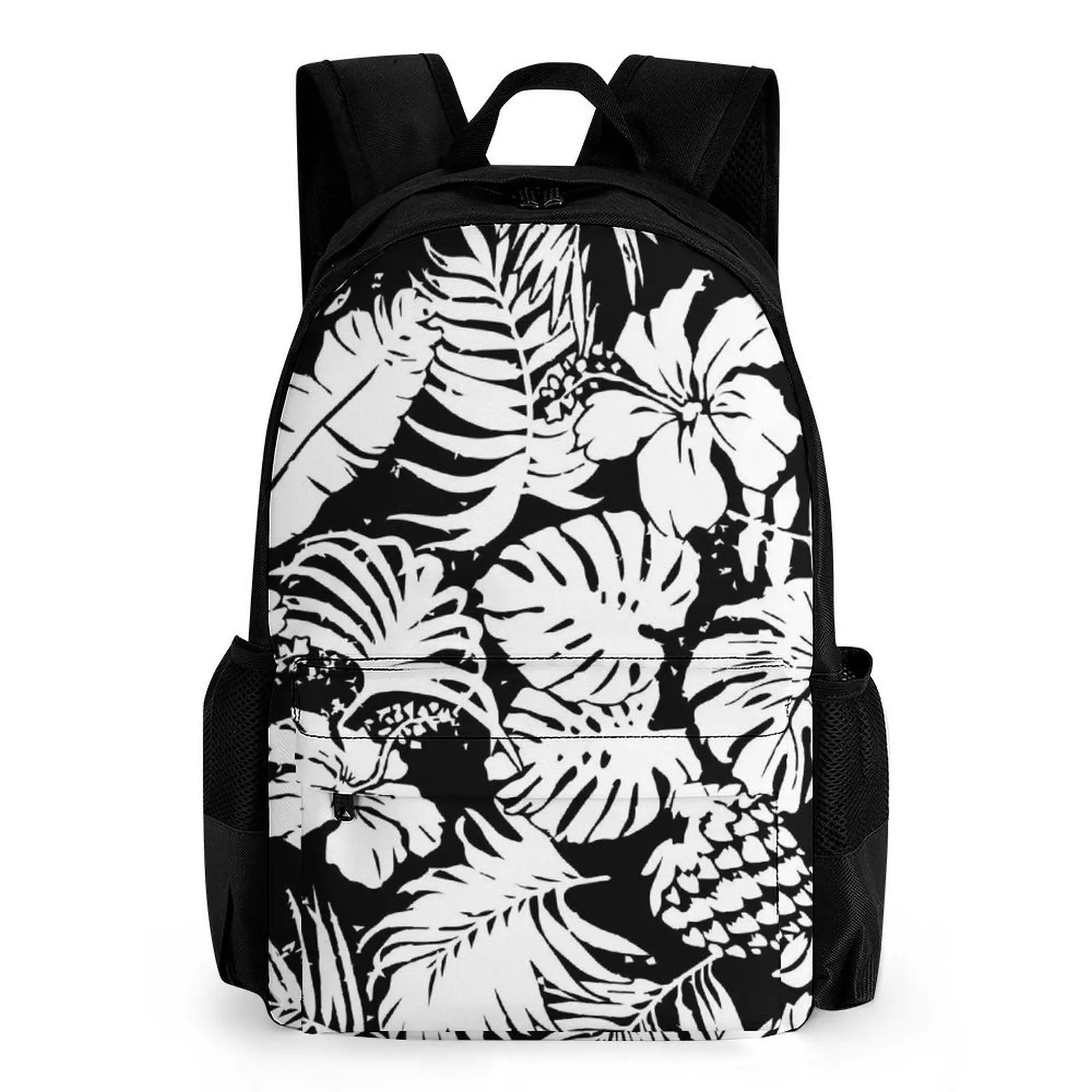 

Custom Flower Print Plumeria Bloom Breathable Polyester Campus Backpack Customizable Polynesian Schoolbag
