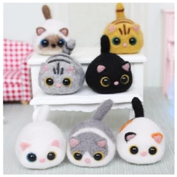 4cm Wool felt jab, cat, hand-made DIY, creative cat. wool needlepoint kit  wool felt needle felting decoration craft needlecraft