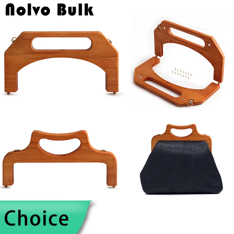 

1PC 25cm*13cm/23cm*13cm Wood Handle Women's Handbag Handmade Sewing Brackets Frame Kiss Clasp Making Bags DIY Purse Accessories