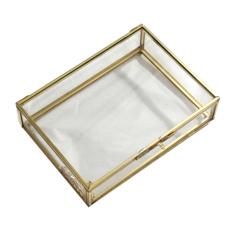 2X Geometric Glass Style Jewelry Box Table Container For Displaying Jewelry Keepsakes Home Decoration Plants Container