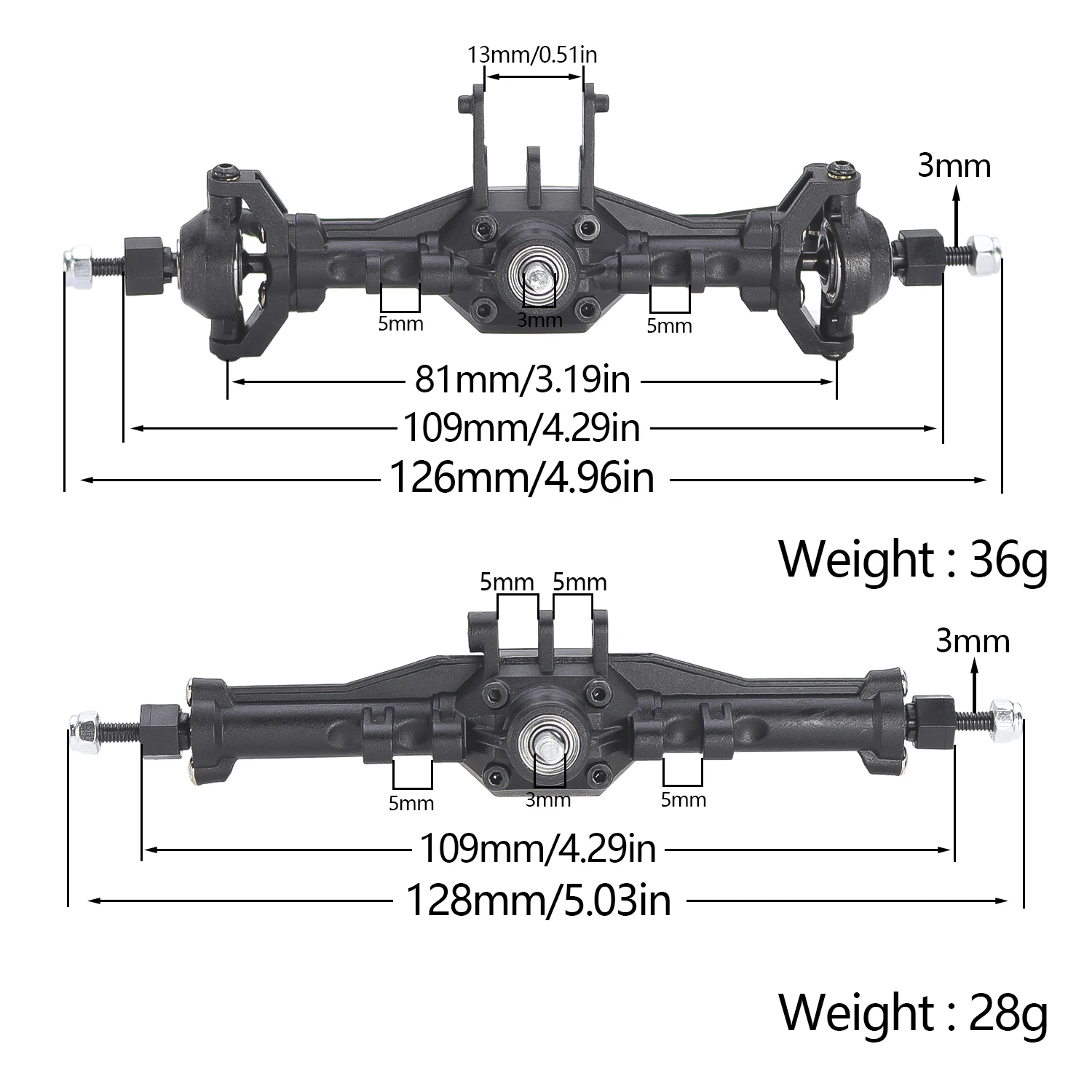 Trx4m Plastic Front And Rear Axle Set Complete With Servo Mount For 1/18 Traxxas Trx-4m RC Crawler Upgrade Parts Replacement