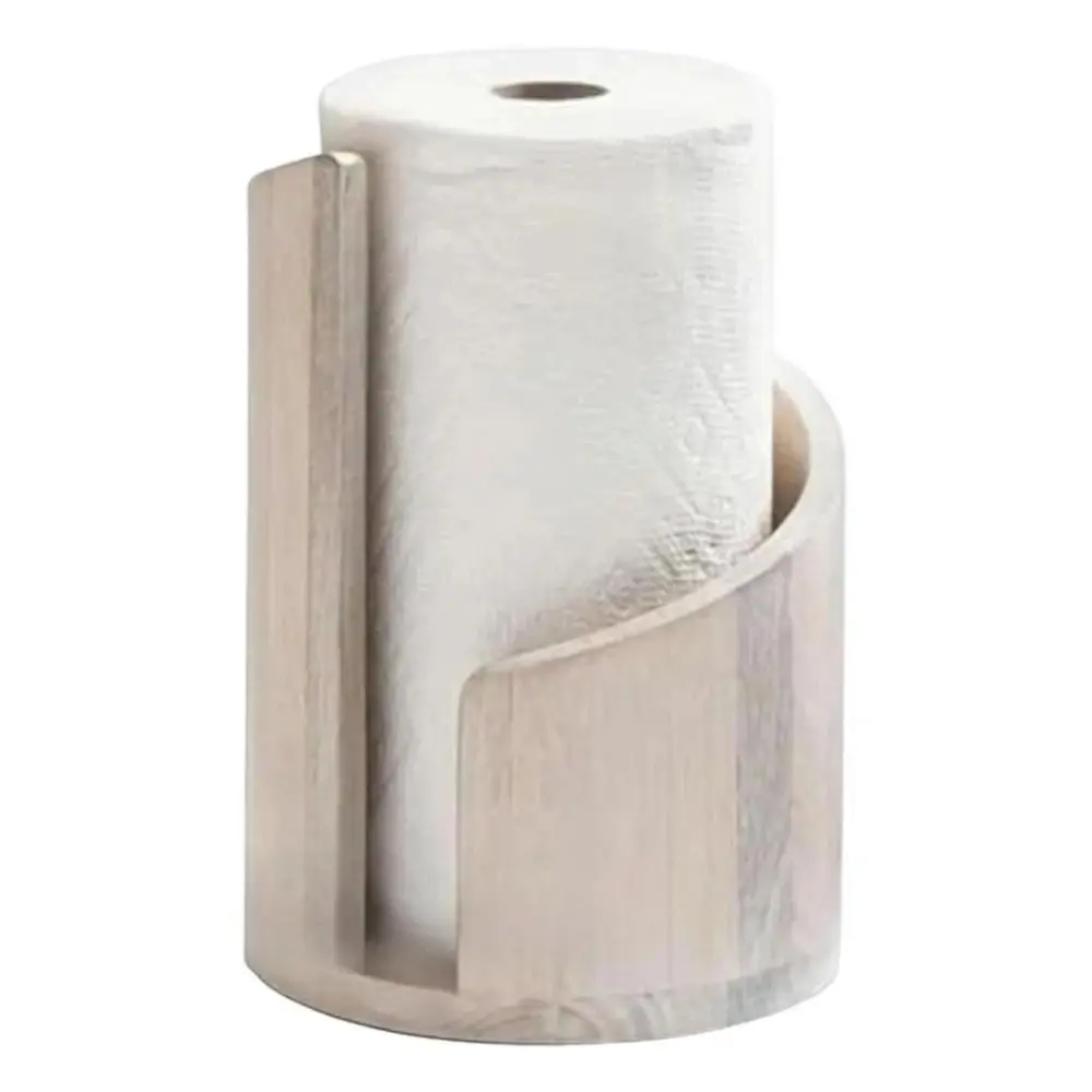 Large Capacity Wooden Paper Towel Holder Countertop Design Freestanding Base Paper Towel Stand Holder Wooden Ornament Storage