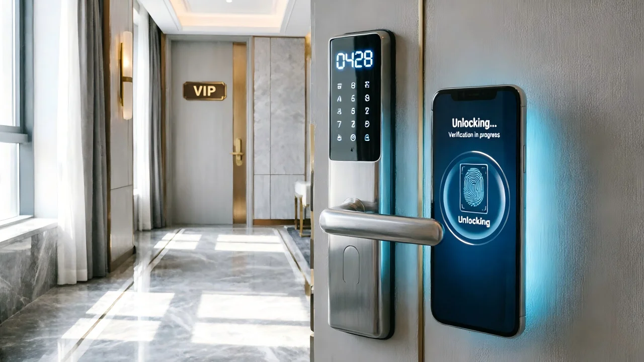 6-in-1 Smart Door Lock with Built-in Doorbell Tuya WiFi App Fingerprint Password RFID Card Keyless Entry Security Lock for Home