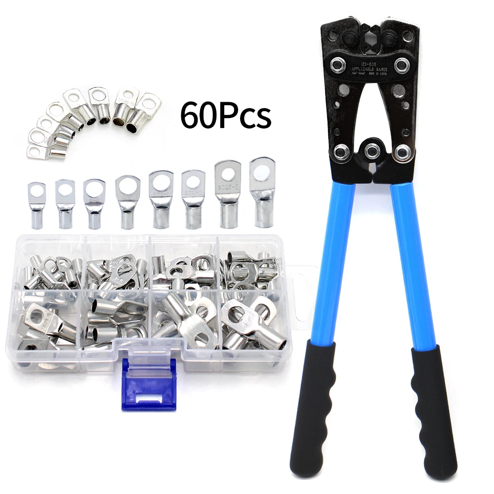 

Crimping Plier 6-50mm HX-50B AWG 1-10 Cat Auto Copper Ring Bare Cable Battery Terminals Lug Crimping tool Cable Terminal Plier