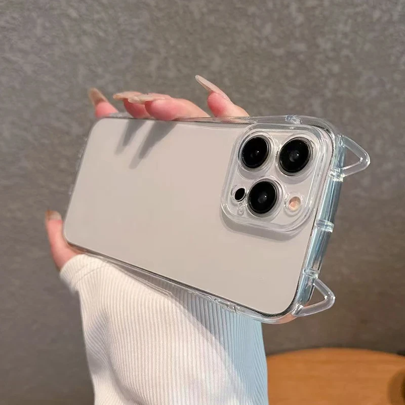 

3D Cat Kitty Ear Transparent Phone Case For iPhone 11 12 13 14 15 16 Pro Max X Xs XR 7 8 Plus Shockproof Clear Bumper Back Cover