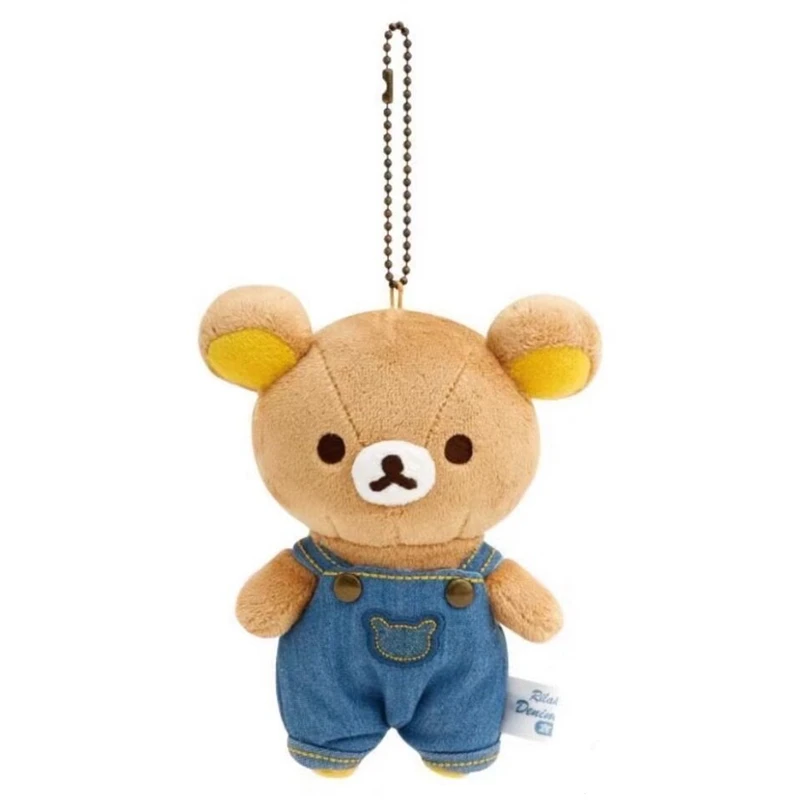 Rilakkuma Denim Chaveiro de Pelúcia Mascote Kawaii Bonito Bolsa Chaveiros Charme Chaveiro Chaveiro