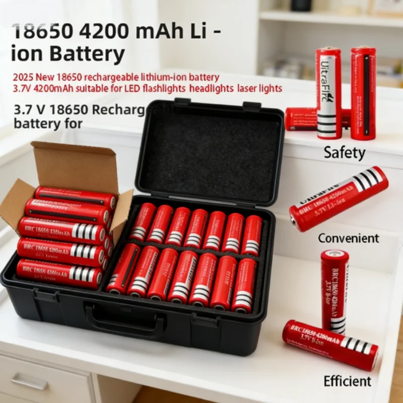 3.7V 4200mAh Rechargeable 18650 Lithium Battery For Led Flashlight Strong Light Torch Litio Bateria Recargable Long Lasting Safe