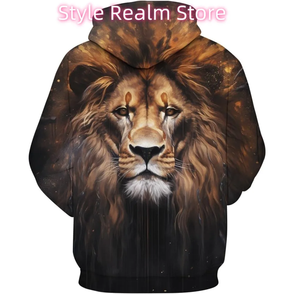 للجنسين الجدة 3D الطباعة هوديي الأسد مضحك كم طويل الرباط البلوز هوديس