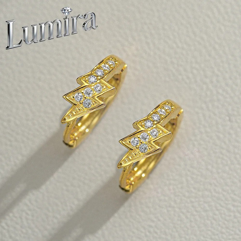 

Lumira Platinum PT950 Personalized Lightning-Shaped Moissanite Stud Earrings 18K Gold Geometric-Style Unisex Ear Jewelry