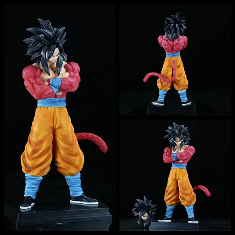 

Dragon Ball Super Saiyan 4 Goku SSJ5 Anime Action Figure 32cm PVC Dynamic Collectible Model Replaceable Head Toy Decoration Gift