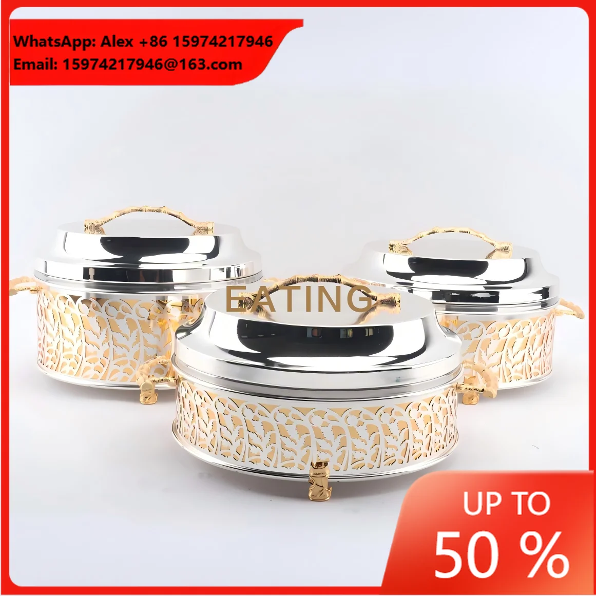 Factory Directly Sell Arabic Style Food Warmer Set 3.5+4.5+5.5L Steel Inner Iron Outer Insulated Food Storage Container Hot Pot