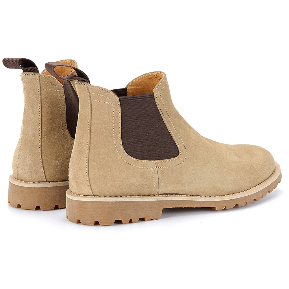High Quality Classic British Top Grade Cowhide Suede Casual Shoes Men\'s Genuine Leather High Top Short Chelsea Boots for Men