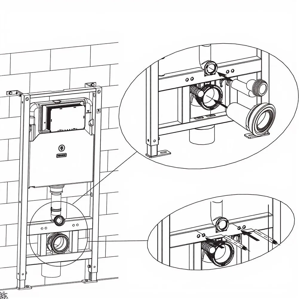 For Geberit 405.116.00.1 Compatible Toilet Connection Set ABS Material for Wall-Hung Toilets with 90mm and 45mm Pipe Options