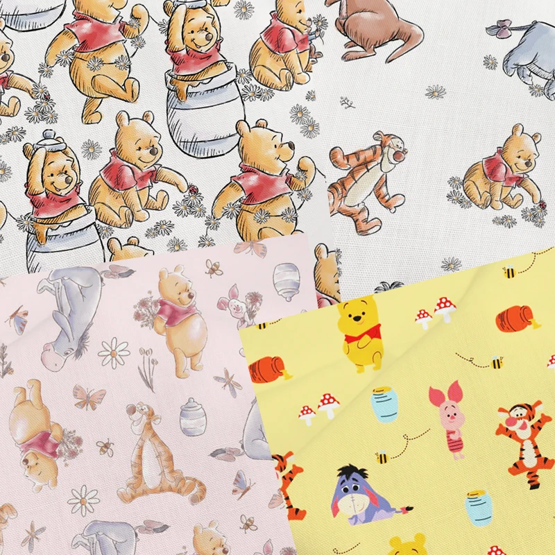 45X145cm cartoon Winnie the pooh tigger Eeyore Print Polyester cotton fabric sewing DIY cloth Material Handmade F3416