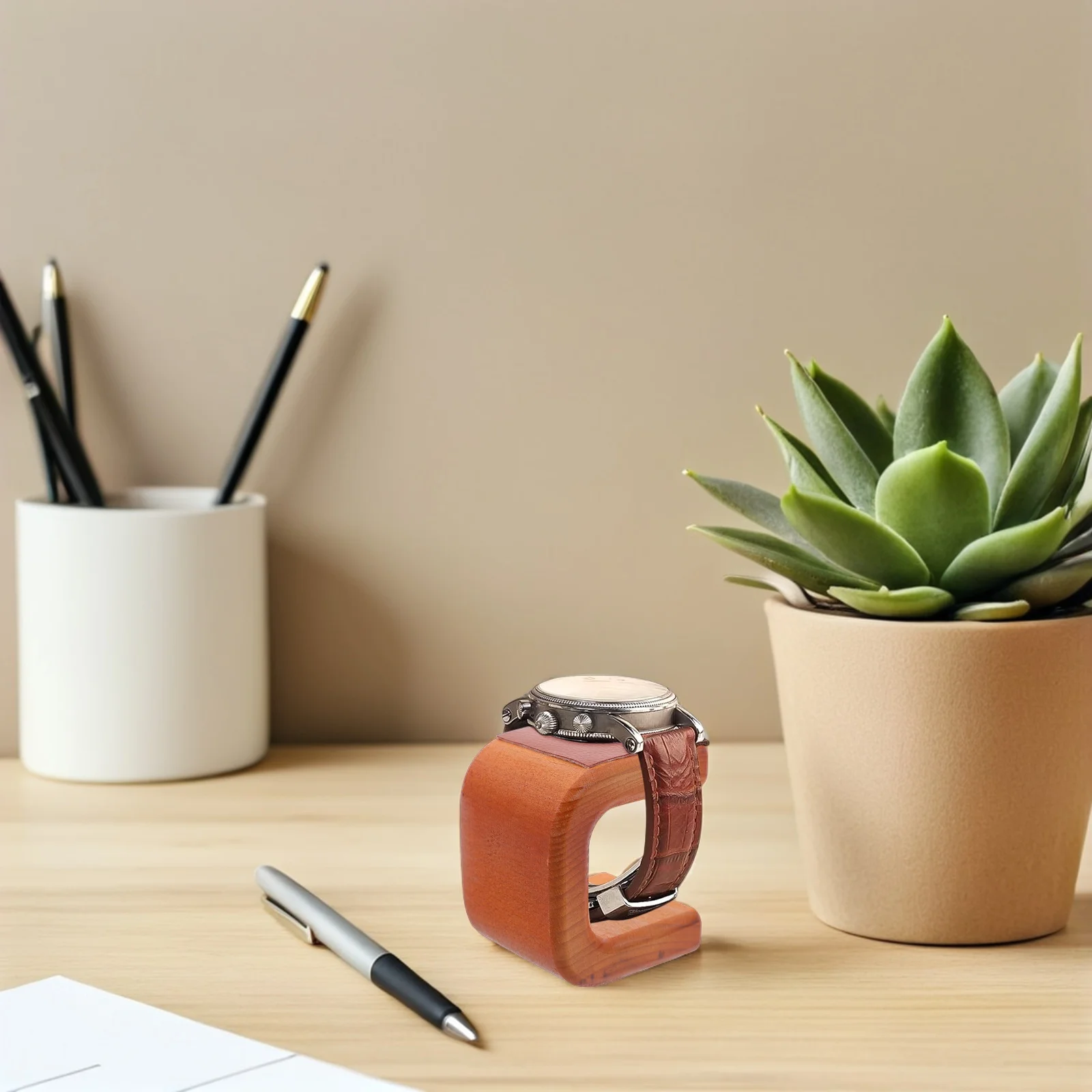 Watch Display Stand: Solid Wood Wristwatch Holder Organizer For Home Store Use Minimalist Jewelry Rack Bracelet Stand