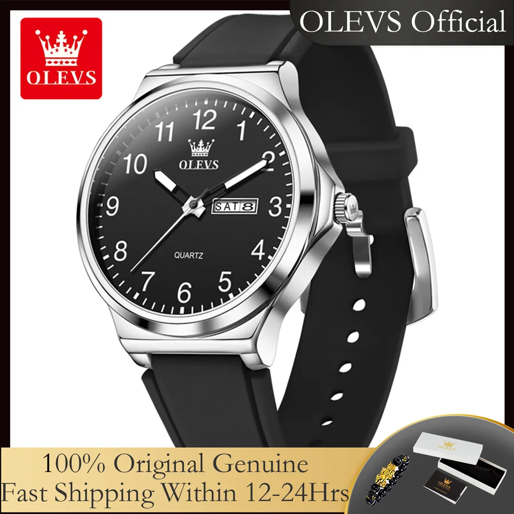 

OLEVS 5647 кварцевые часы для мужчин, простой цифровой циферблат, силиконовый ремешок, модные повседневные спортивные наручные часы для мальчиков и девочек, студентов