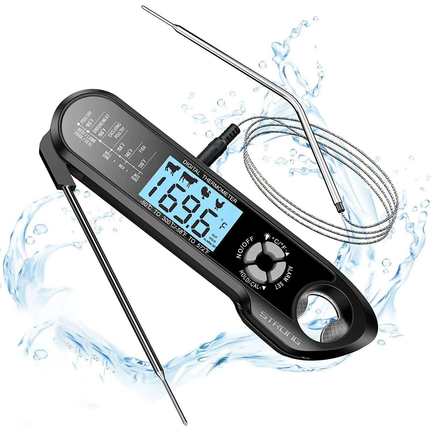 CMHI-Meat Thermometer Dual Probe Instant Read Food Meat Thermometers For Cooking With Alarm Function And Backlight