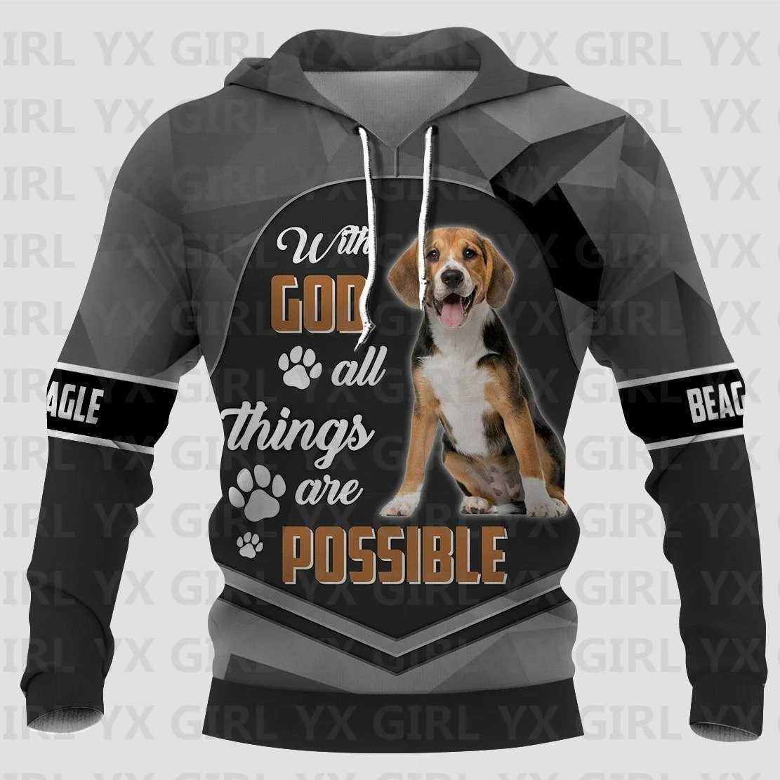 

With God All Things Is Possible-Beagle 3D Printed Hoodie Women For Men Pullovers Street Tracksuit Love Dog Gift