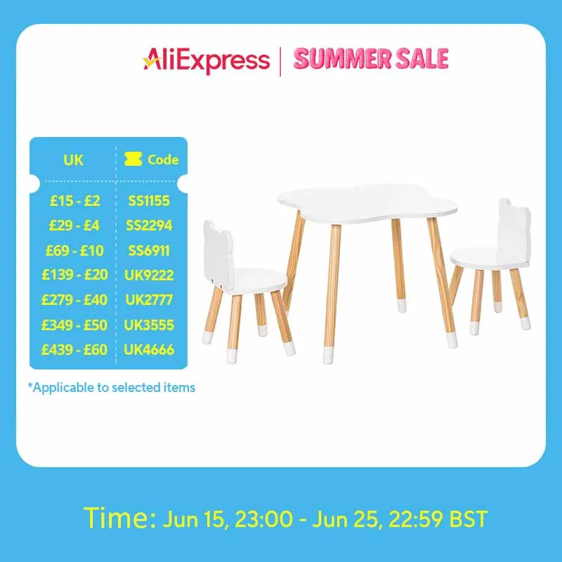 HOMCOM Kids Table and Chair Set, 3-Piece Set with 2 Bear-Shaped Chairs, for Playroom, Nursery, Living Room, White