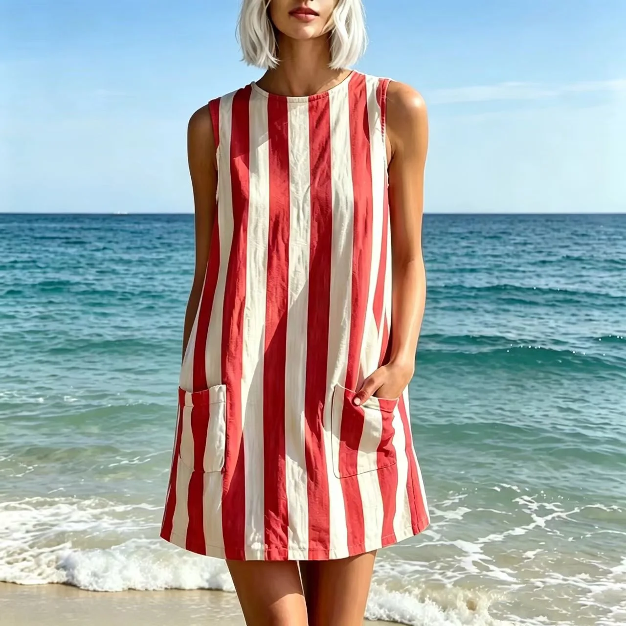 Striped Dress Dresses Sleeveless Summer Spring Casual Jumpsuit Playsuit Matching Set