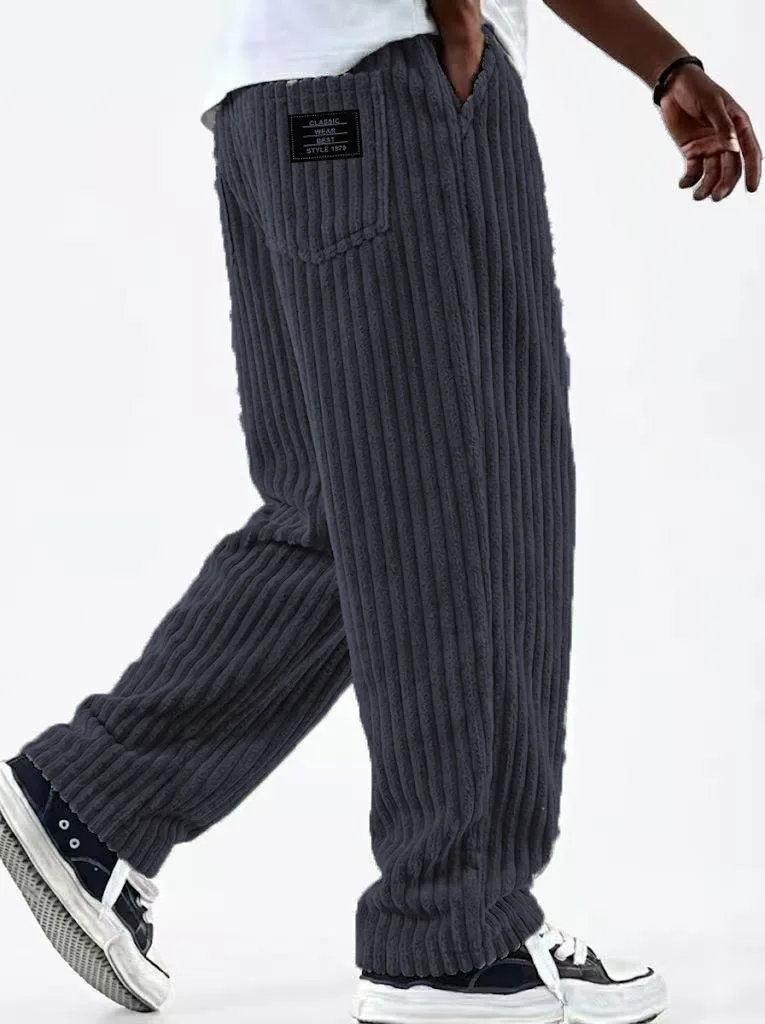 2024 Japanese Vintage Corduroy Casual Pants for Men Spring Autumn Straight-leg Workwear Trousers Style Trendy Brand Sweatpants