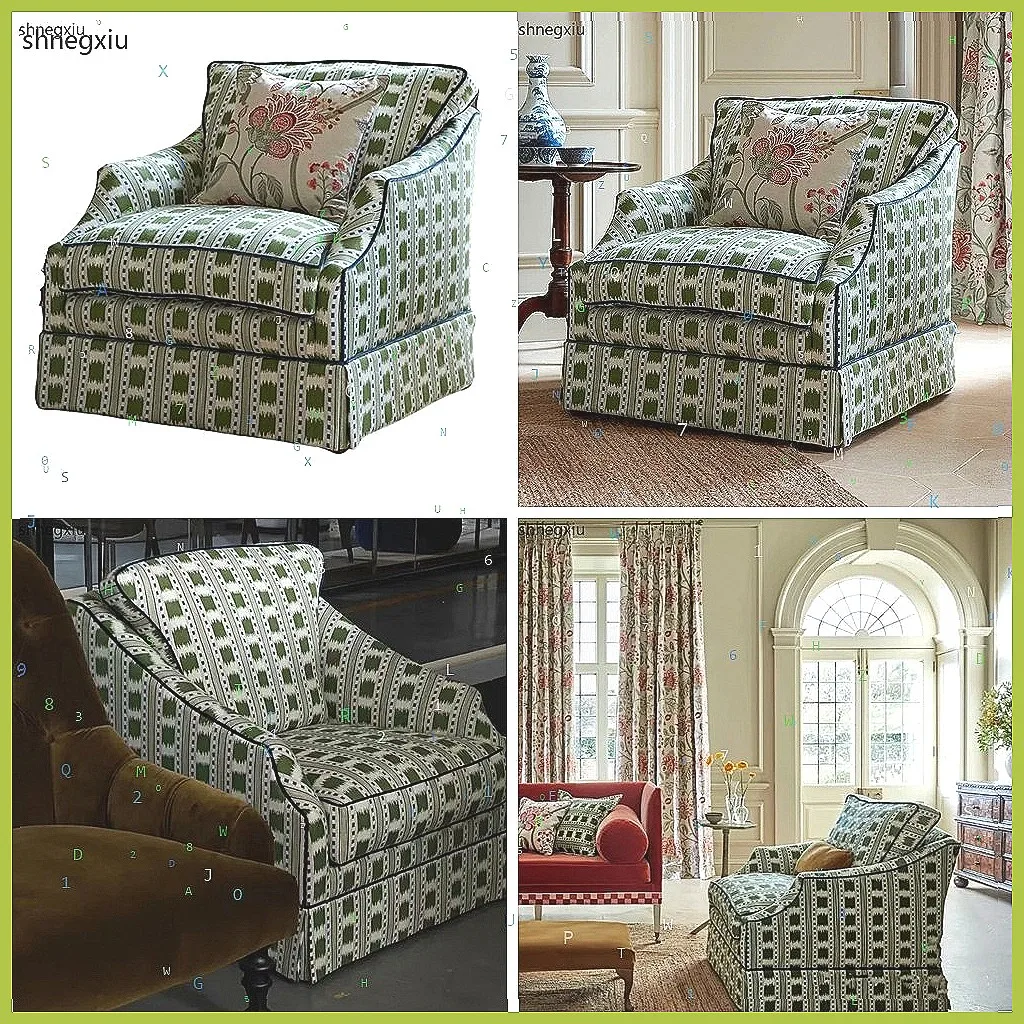 French Retro Style Fabric Sofa Chair, Single Leisure Accent Chair for Small Apartment Living Room Bedroom Homestay Decor