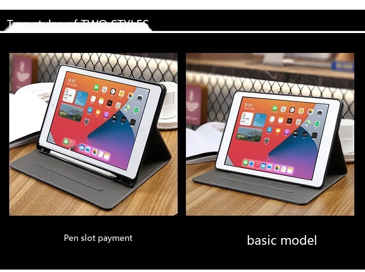 Für iPad PU-Leder-Foliotasche mit Stifthalter, Schlaf-/Aufwachfunktion und stoßfester Abdeckung – Detail 3