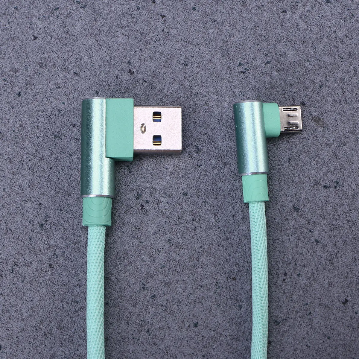 

USB Micro Data Charging Cable 1M Braided Right Angle 2.4a Fast Sync Cord for Phone Green Micro USB Cable