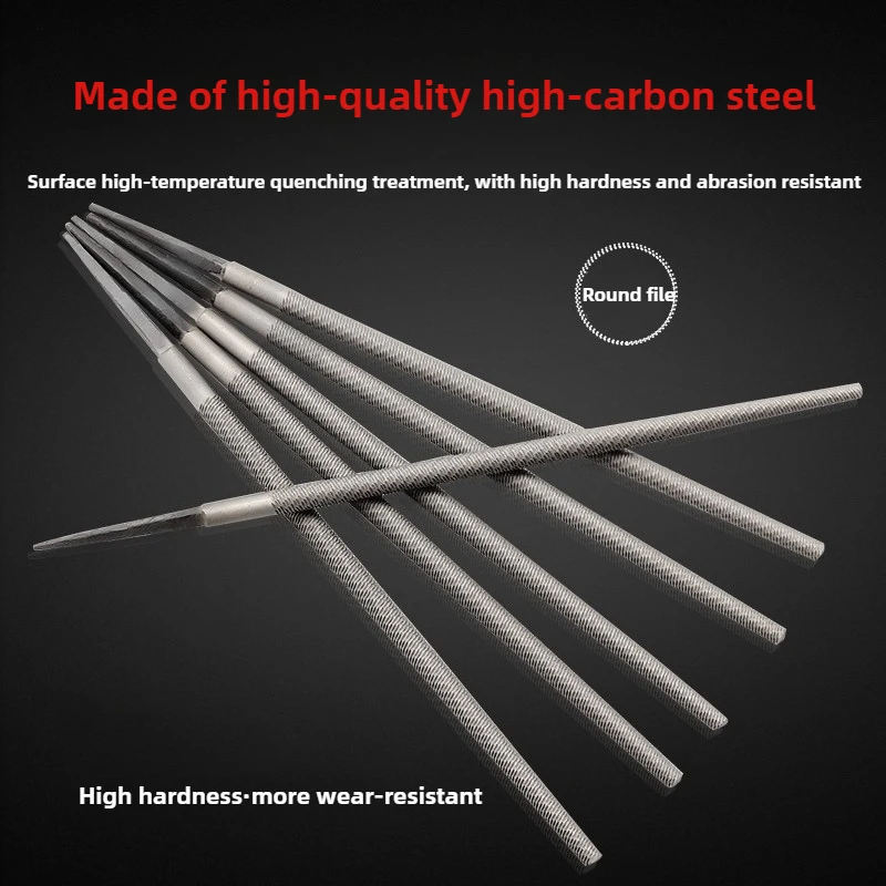 Round File, Round Steel File, Cylindrical Reaming File, Iron Sharpening Tool, Woodworking Rasp, Metal Grinding Tools