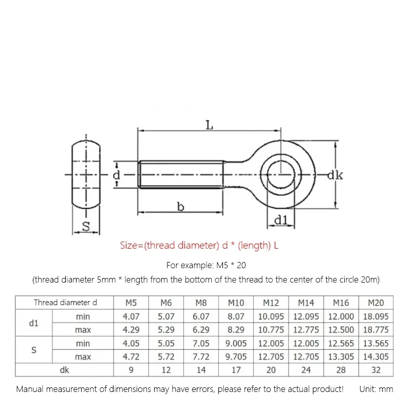 M5 M6 M8 M10 M12 304 Stainless Steel Ring Link Bolt Fisheye Eye Slip Hole Screw Live Bolt Fisheye With Hole
