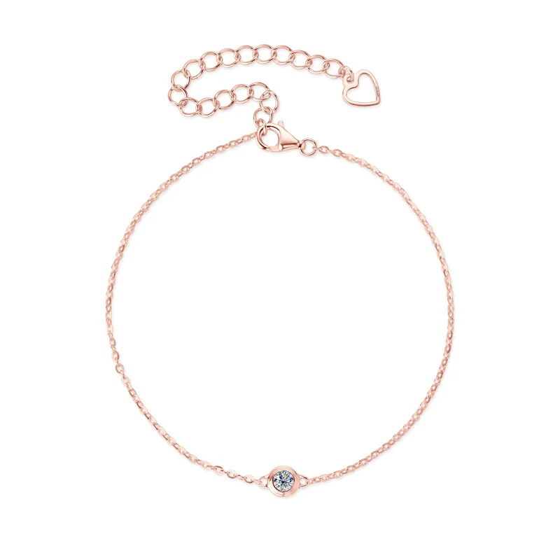 Ts 925 Sterling Silver Moissanite Bracelet for Women Rose Gold Flying Saucer Chain Bracelet Top Color Moissanite Luxury Jewelry