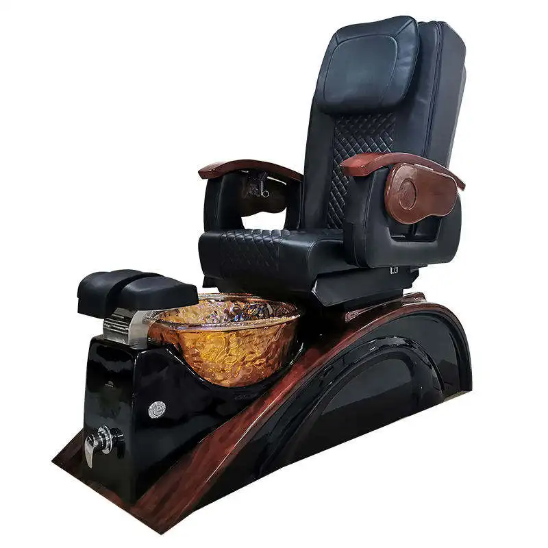Pedicure Spa Chair with Solid Wood Handrail Customizable Color Simulation Massage Luxury Beauty Salon Furniture