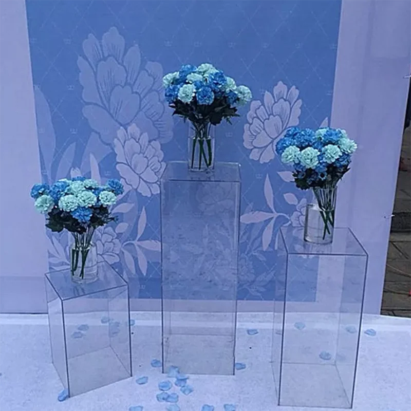 

3Pcs Acrylic Transparent Road Lead Crystal Folding Column Flower Stand Decorations Wedding Party Stage Table Centerpieces Backdr